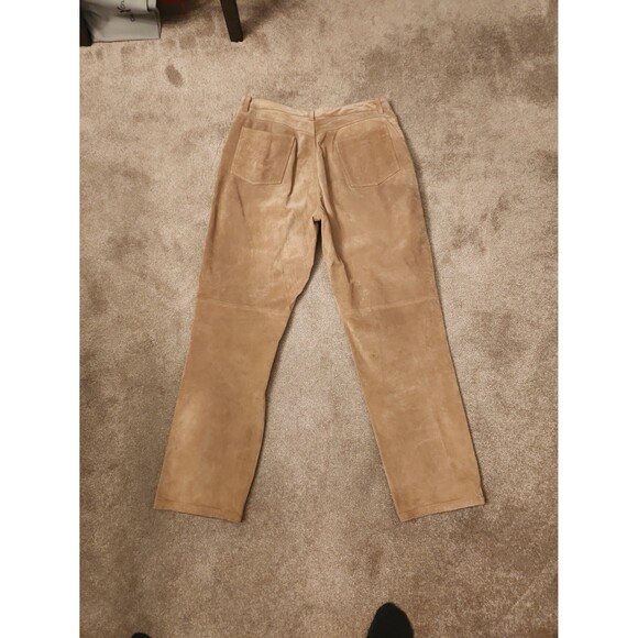 Chico's Tan Leather Pants w/ Ties on Sides Size 2 US 12 - Picture 6 of 10